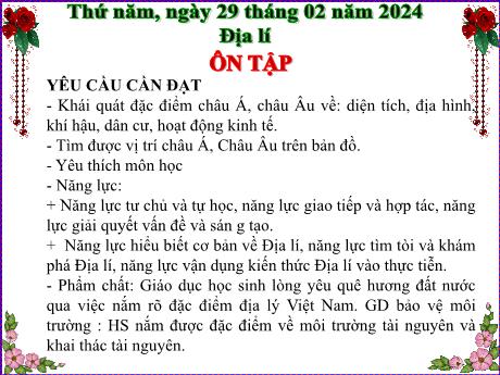 Bài giảng Địa lí 5 - Bài 22: Ôn tập - Năm học 2023-2024 - Đặng Thái Lê Na