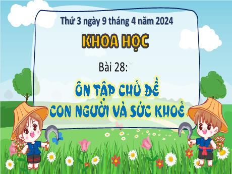 Bài giảng Khoa học 4 - Bài 28: Ôn tập chủ đề con người vs sức khỏe - Năm học 2023-2024 - Đậu Thị Hương