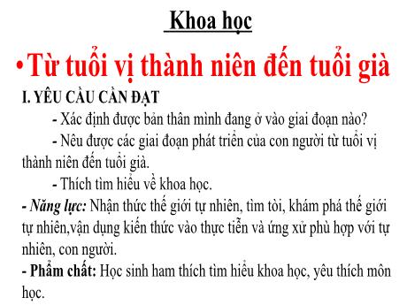 Bài giảng Khoa học 5 - Bài 7: Từ tuổi vị thành niên đến tuổi già - Đặng Thái Lê Na