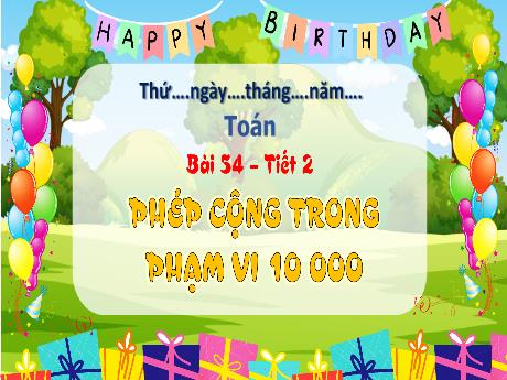 Bài giảng Toán 3 - Bài 54: Phép cộng trong phạm vi 10000 (Tiết 2) - Phan Thị Thảo