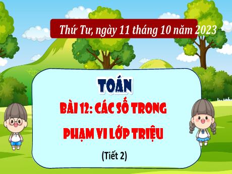 Bài giảng Toán 4 - Bài 12: Các số trong phạm vi lớp triệu (Tiết 2) - Năm học 2023-2024 - Đậu Thị Hương