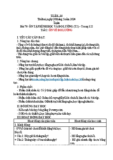 Kế hoạch bài dạy Khối 3 - Tuần 35 - Năm học 2023-2024 - Phan Thị Thảo