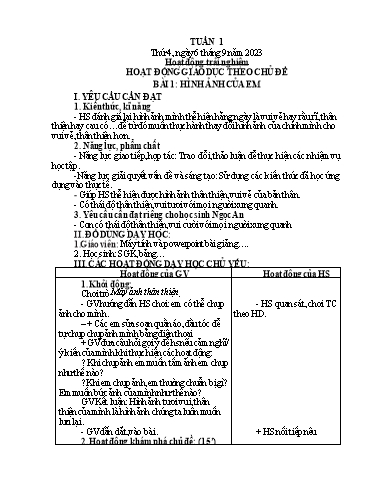 Kế hoạch bài dạy Lớp 2 - Tuần 1 - Năm học 2023-2024 - Lương Phương Trang