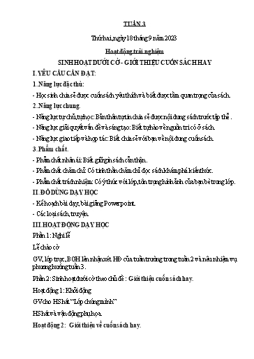 Kế hoạch bài dạy Lớp 3 - Tuần 3 - Năm học 2023-2024 - Phan Thái Châu Anh