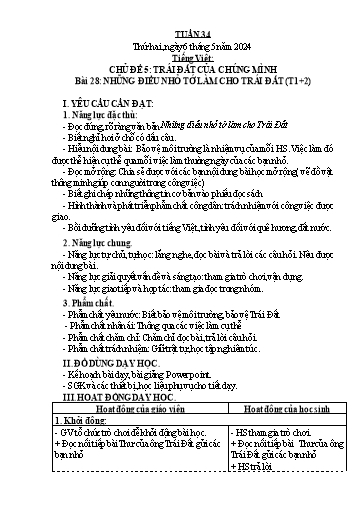 Kế hoạch bài dạy Lớp 3 - Tuần 34 - Năm học 2023-2024 - Phan Thị Thảo