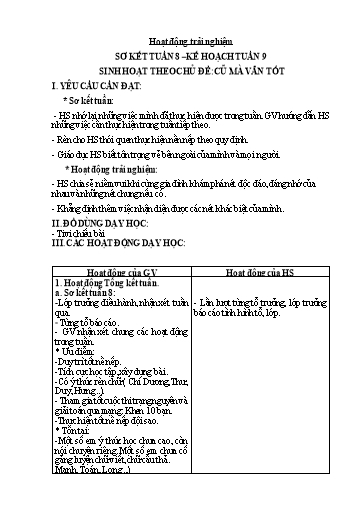 Kế hoạch bài dạy Lớp 3 - Tuần 9 - Năm học 2023-2024 - Phan Thị Thảo
