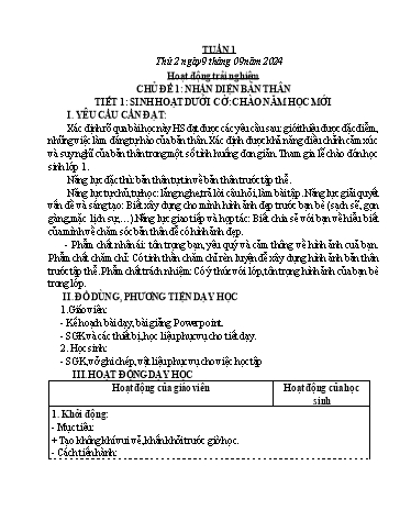 Kế hoạch bài dạy Lớp 4 - Tuần 1 - Năm học 2024-2025 - Đậu Thị Hương