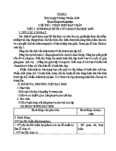 Kế hoạch bài dạy Lớp 4 - Tuần 1 - Năm học 2024-2025 - Phan Thị Thảo
