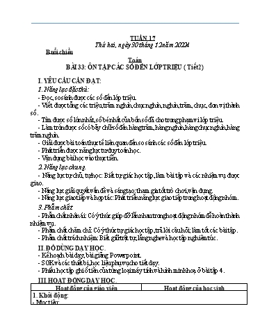 Kế hoạch bài dạy Lớp 4 - Tuần 17 - Năm học 2024-2025 - Phan Thị Thảo