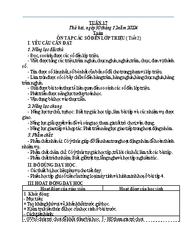 Kế hoạch bài dạy Lớp 4 - Tuần 17 - Năm học 2024-2025 - Trịnh Thị Quyên