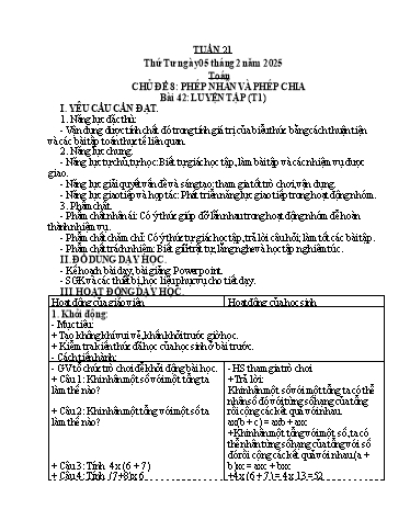 Kế hoạch bài dạy Lớp 4 - Tuần 21 - Năm học 2024-2025 - Đậu Thị Hương