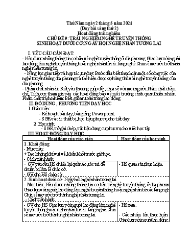 Kế hoạch bài dạy Lớp 4 - Tuần 33 - Năm học 2023-2024 - Đậu Thị Hương