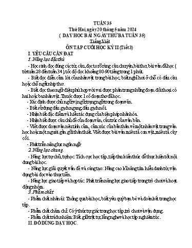 Kế hoạch bài dạy Lớp 4 - Tuần 35 - Năm học 2023-2024 - Trịnh Thị Quyên