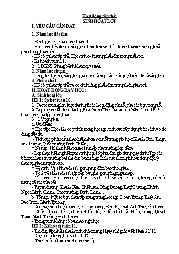 Kế hoạch bài dạy Lớp 5 - Tuần 11 - Năm học 2023-2024 - Đặng Thái Lê Na