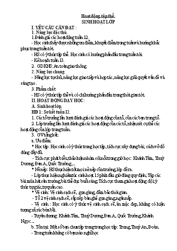 Kế hoạch bài dạy Lớp 5 - Tuần 13 - Năm học 2023-2024 - Đặng Thái Lê Na