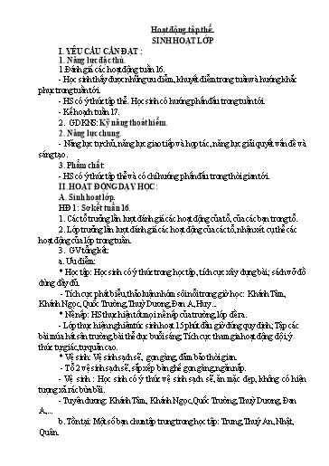 Kế hoạch bài dạy Lớp 5 - Tuần 17 - Năm học 2023-2024 - Đặng Thái Lê Na