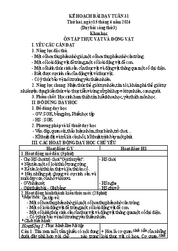 Kế hoạch bài dạy Lớp 5 - Tuần 31 - Năm học 2023-2024 - Đặng Thái Lê Na